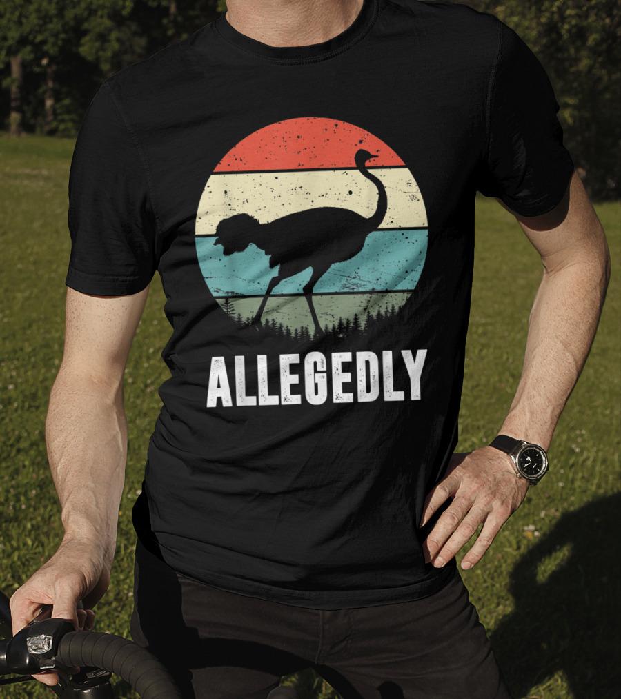 Allegedly Ostrich Silhouette Retro Stripes T-Shirt