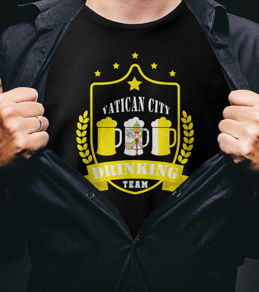 Vatican City Drinking Team Beer Crest Casual Teamwear T-Shirt