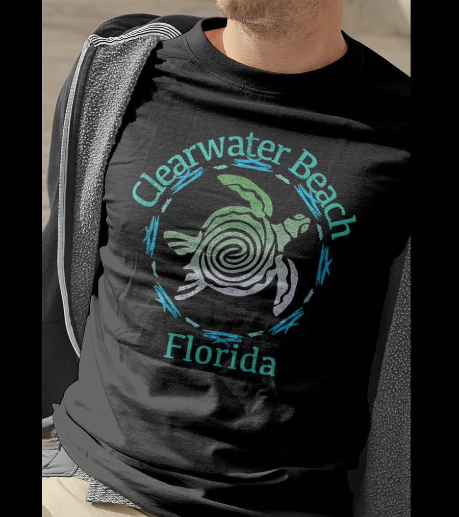 Clearwater Beach Florida Vintage Tribal Turtle T-Shirt