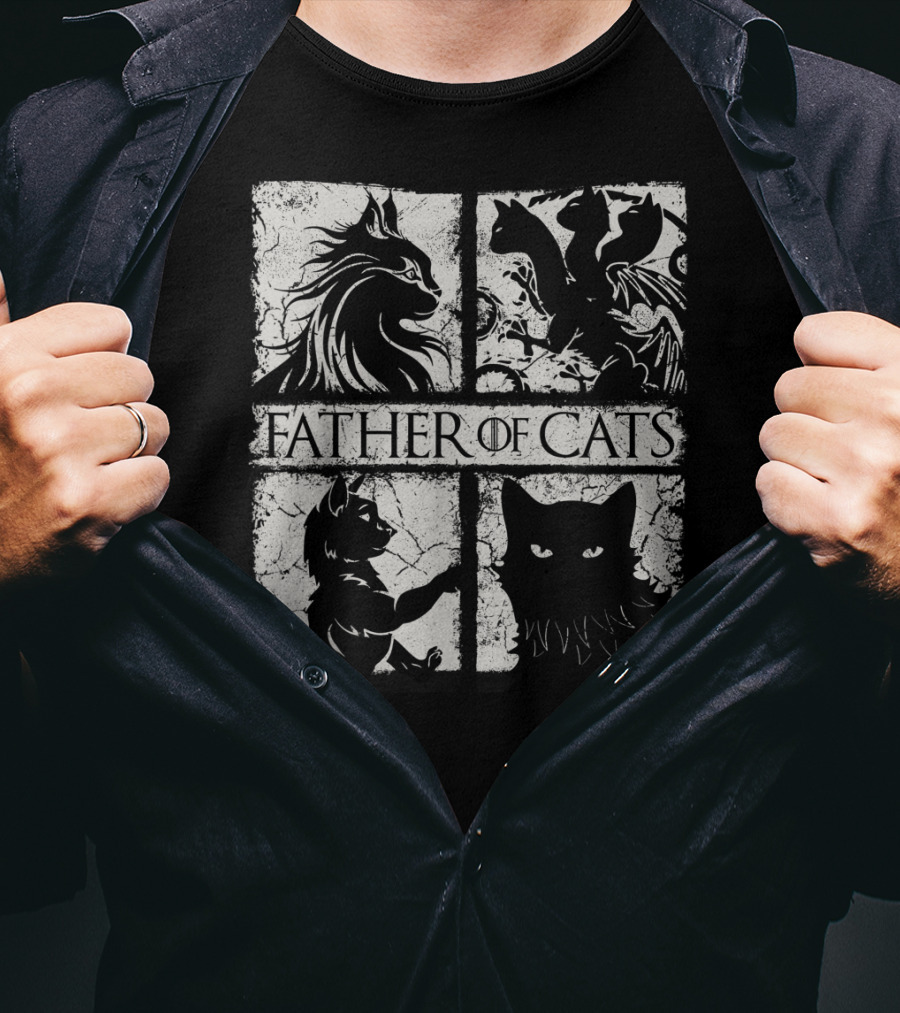 Father Of Cats Mythical And Fierce Cat Lovers T-Shirt
