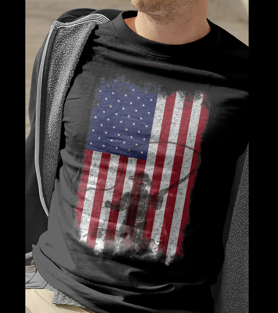 American Flag Fly Fishing Fisherman T-Shirt