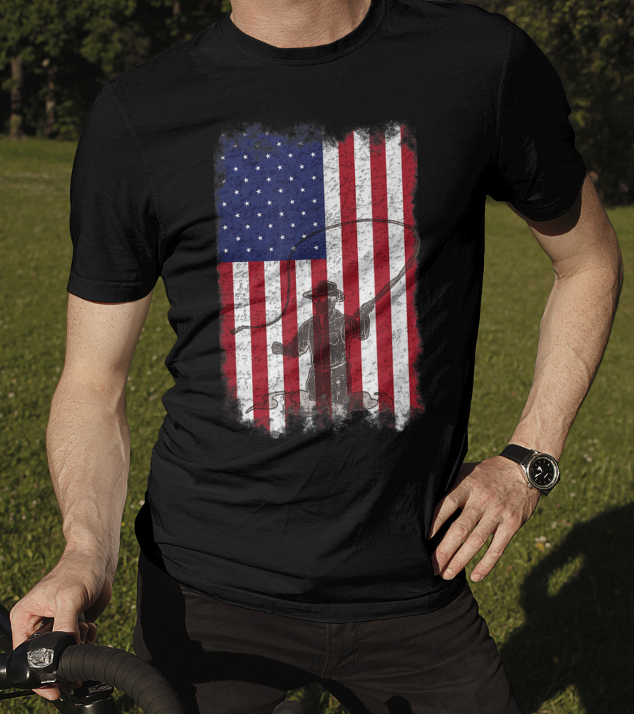 American Flag Fly Fishing Fisherman T-Shirt