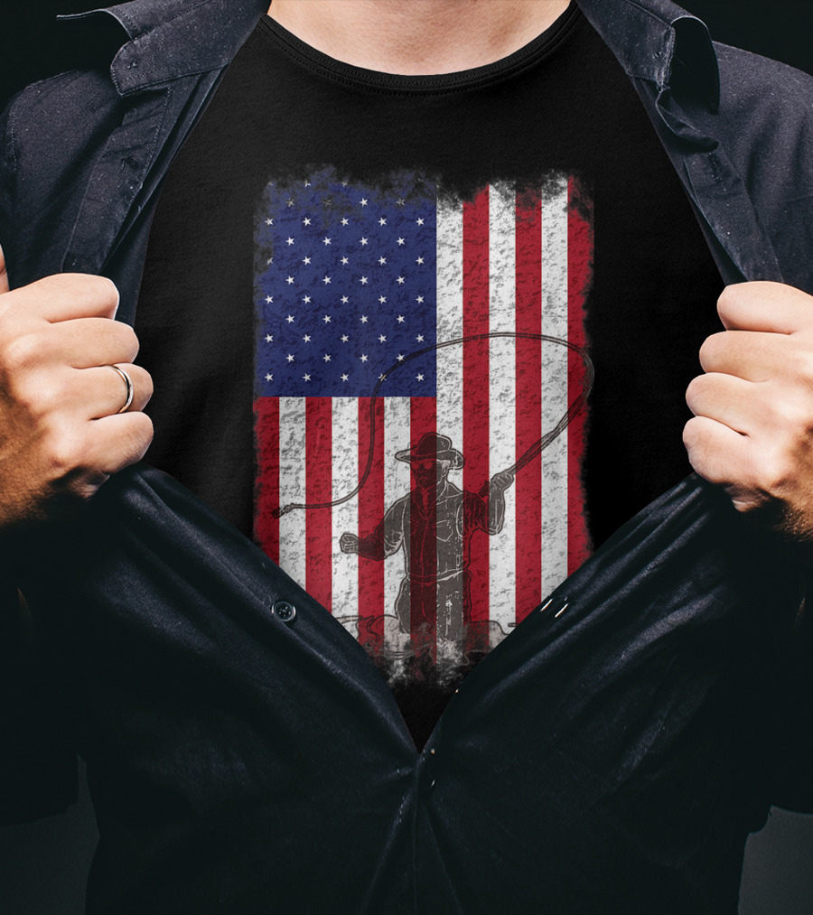American Flag Fly Fishing Fisherman T-Shirt