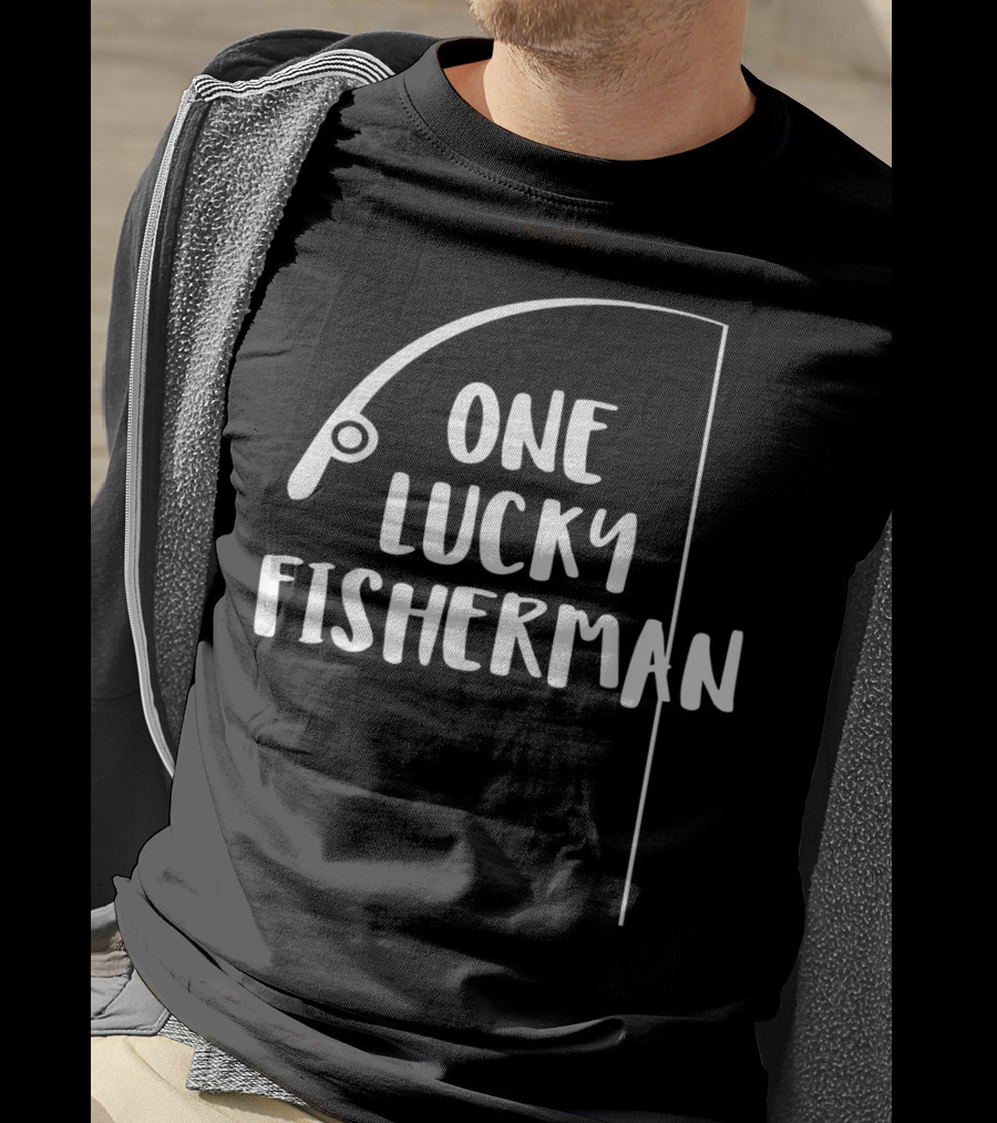 One Lucky Fisherman Couples Matching Love Fishing Husband T-Shirt