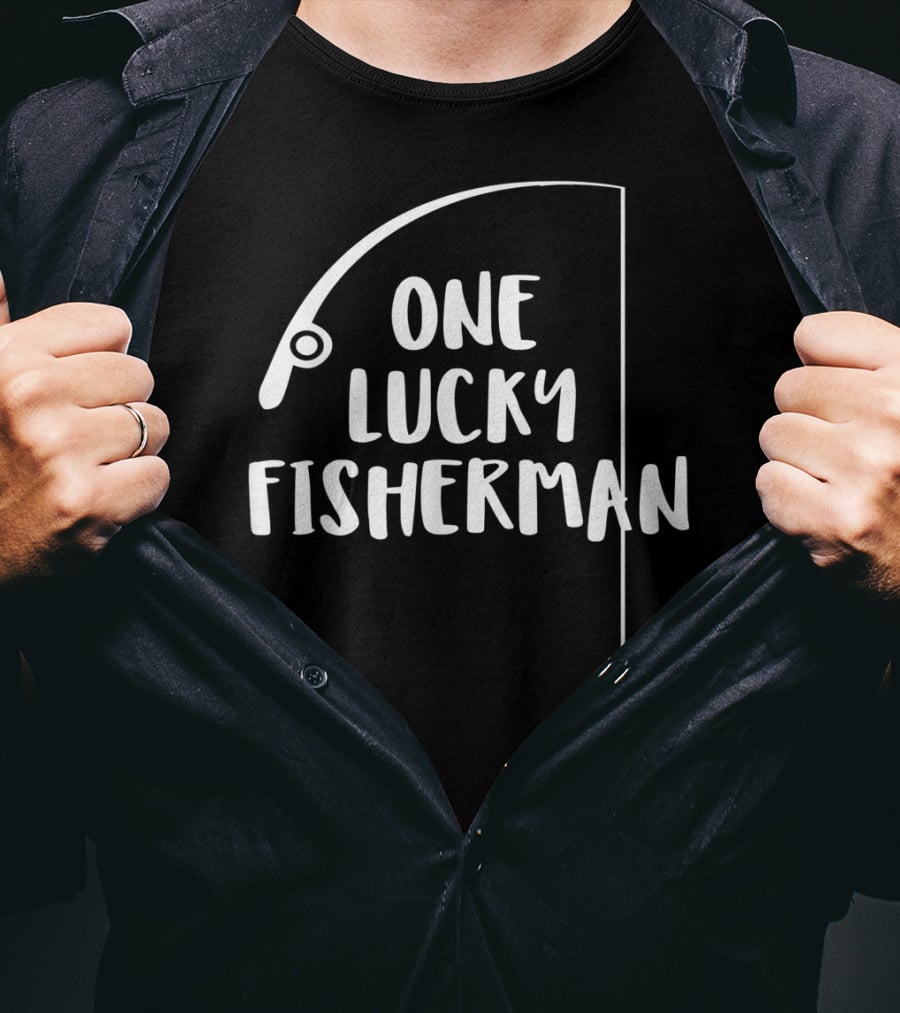 One Lucky Fisherman Couples Matching Love Fishing Husband T-Shirt