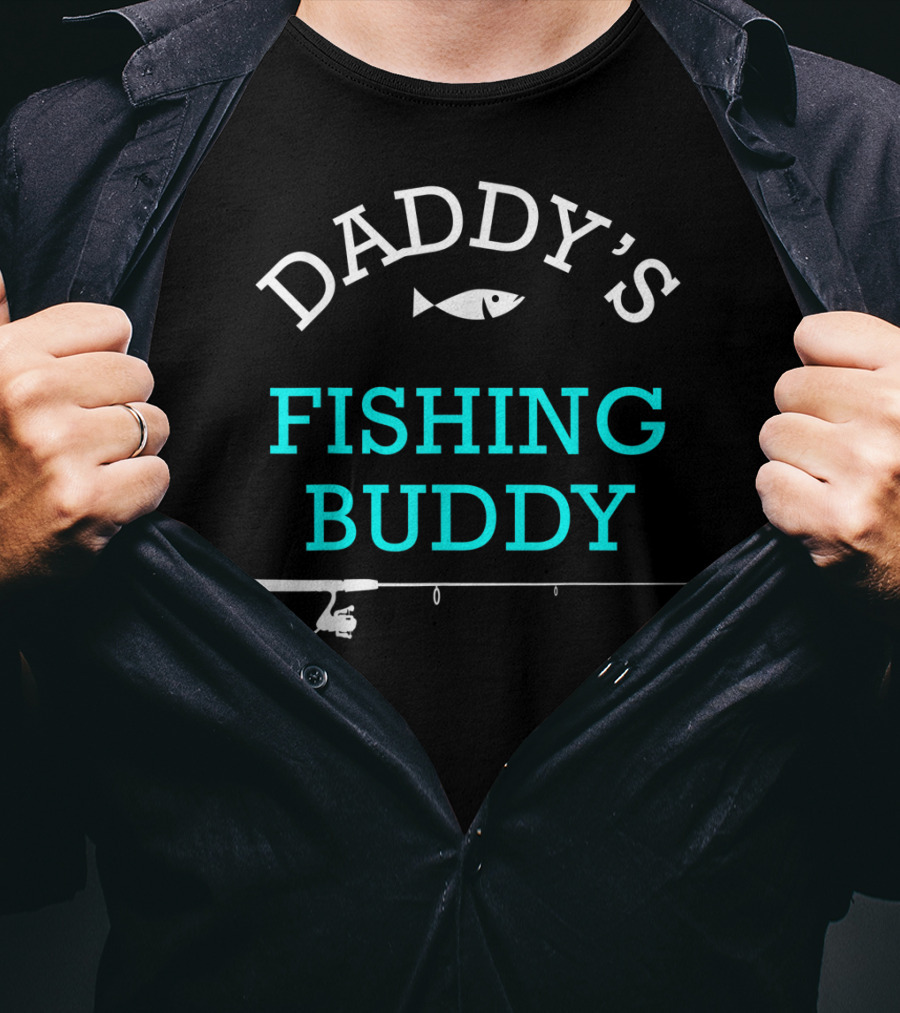Daddy's Fishing Buddy Funny Fish And Rod T-Shirt