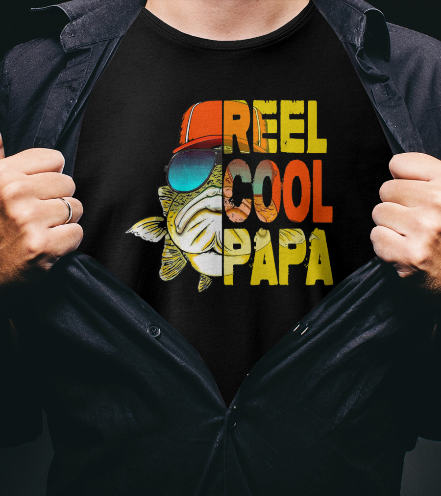 Father's Day Reel Cool Papa Fishing Fish Hat Sunglasses T-Shirt
