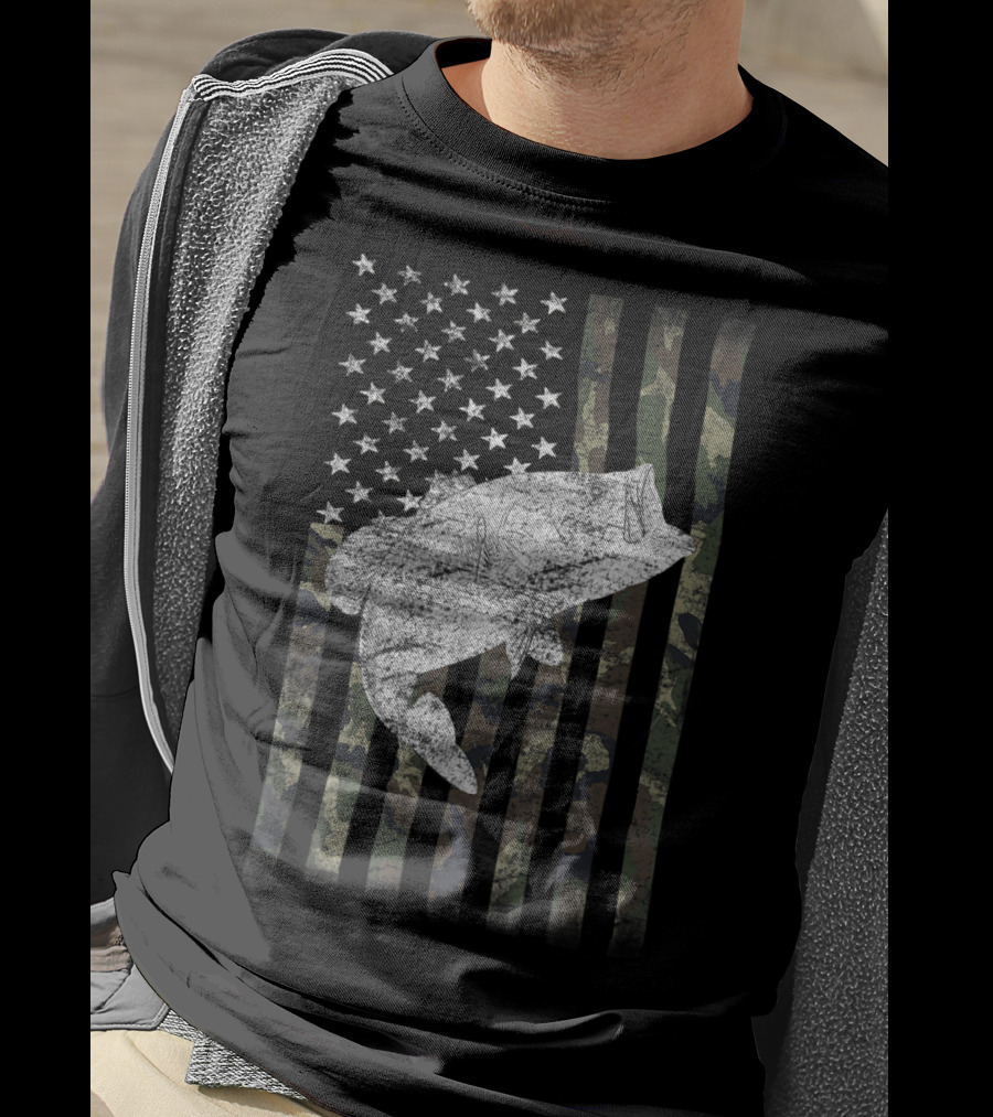 Camouflage American Flag Bass T-Shirt