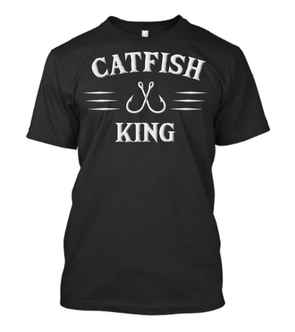 Catfish King Fishing Hooks And Stripes T-Shirt