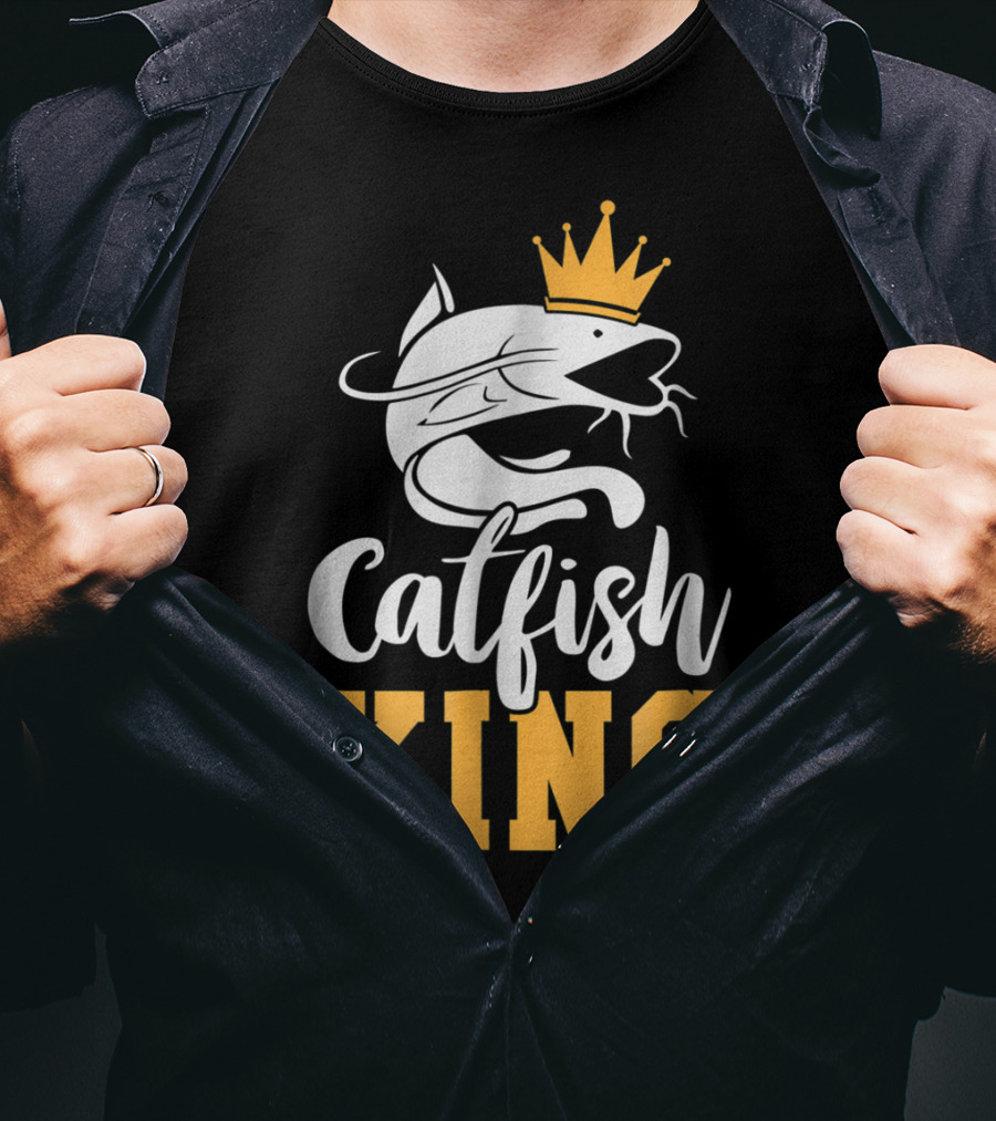 Catfish King Crowned Fishing Humor Trophy T-Shirt