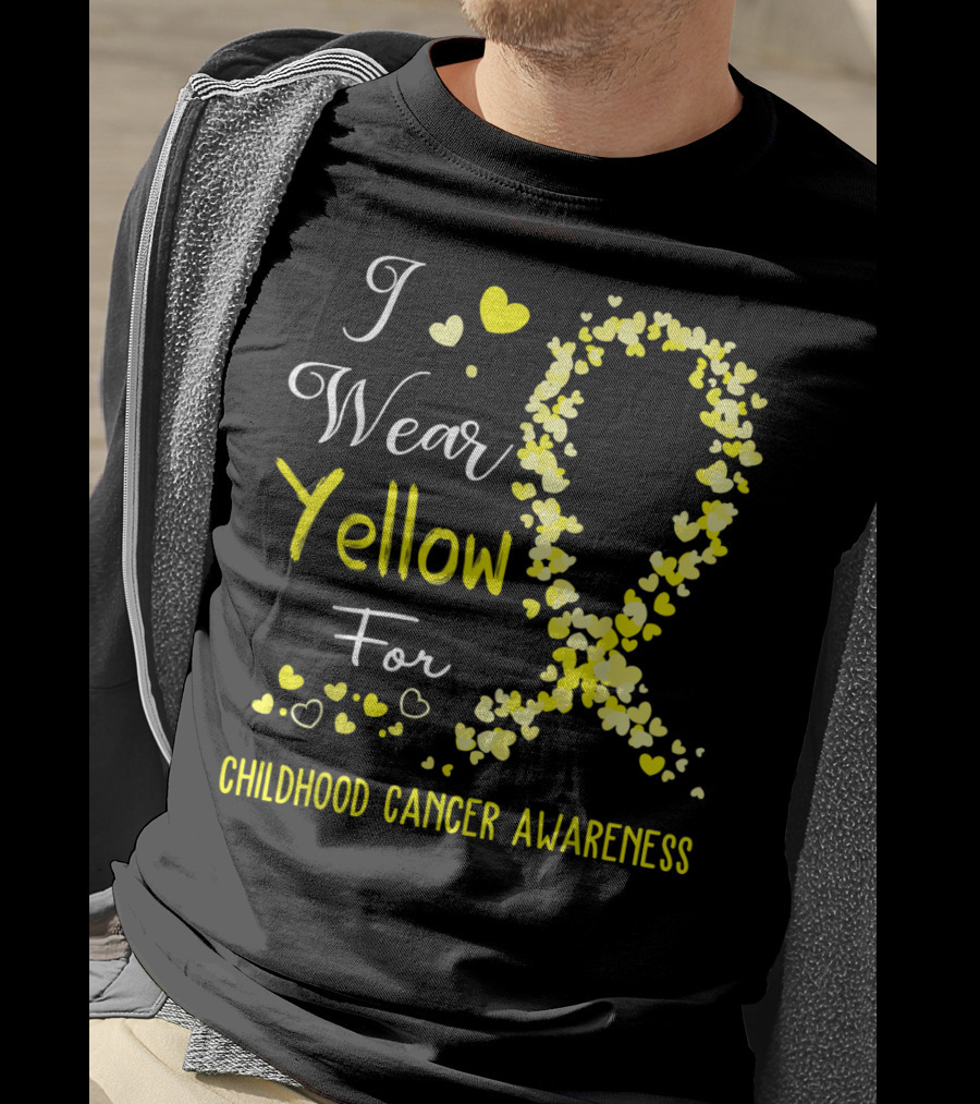 I Wear Yellow For Childhood Cancer Awareness Heart T-Shirt
