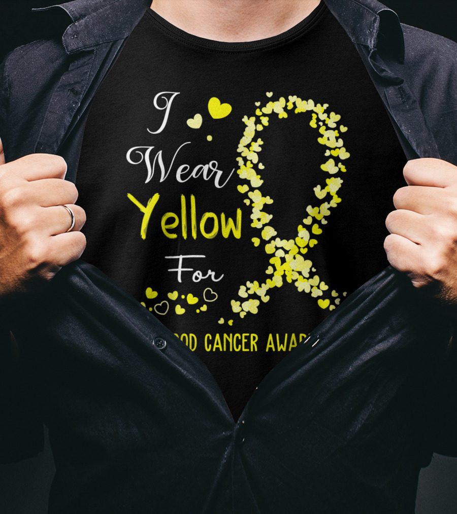 I Wear Yellow For Childhood Cancer Awareness Heart T-Shirt