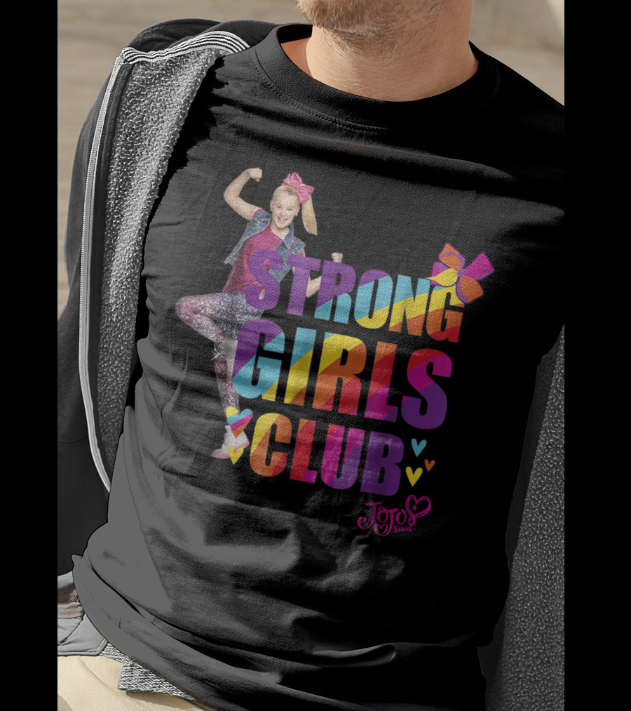 Jojo Siwa Strong Girls Club Rainbow Hearts And Bow Flex T-Shirt