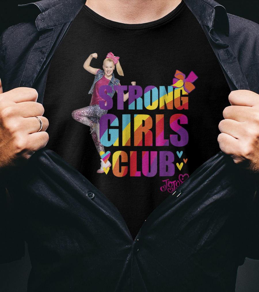 Jojo Siwa Strong Girls Club Rainbow Hearts And Bow Flex T-Shirt