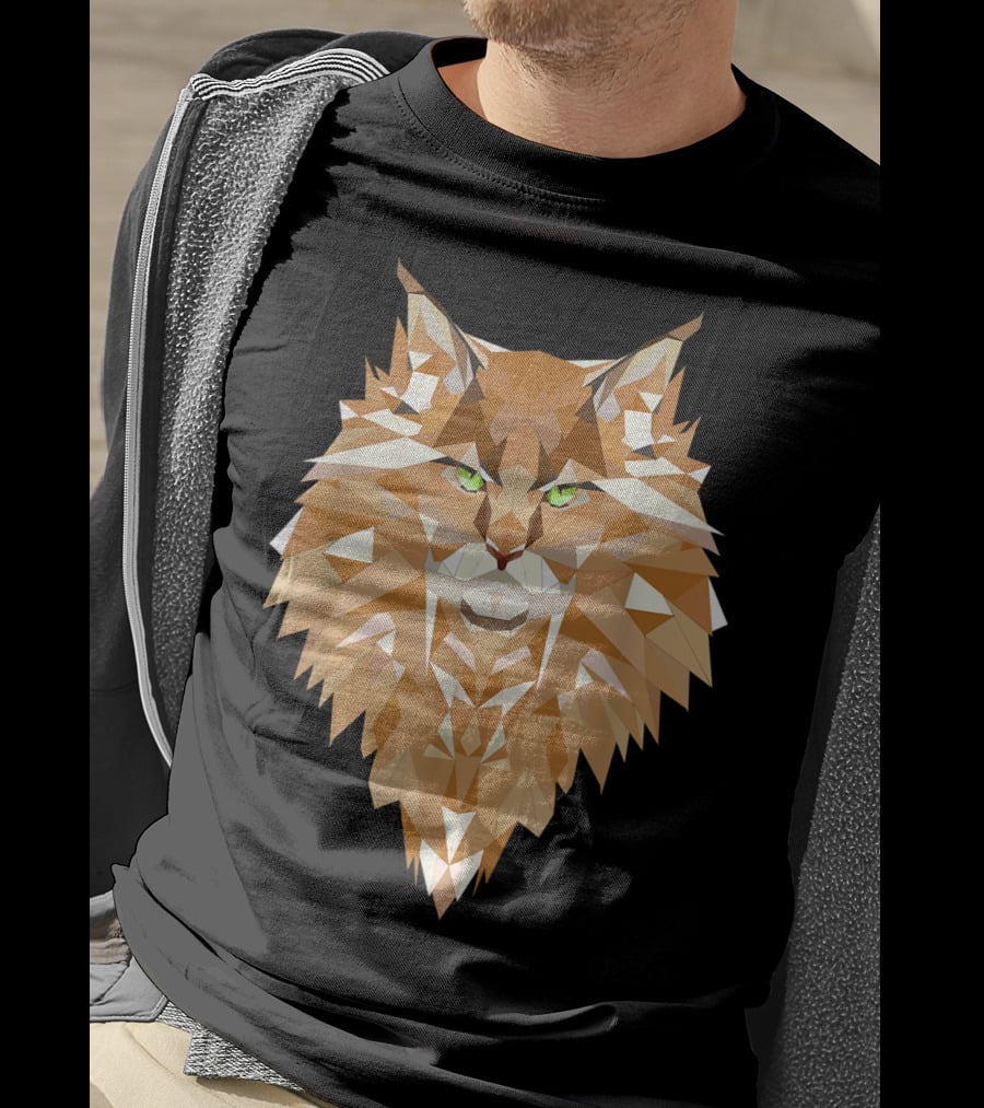 Maine Coon Cat Geometric T-Shirt