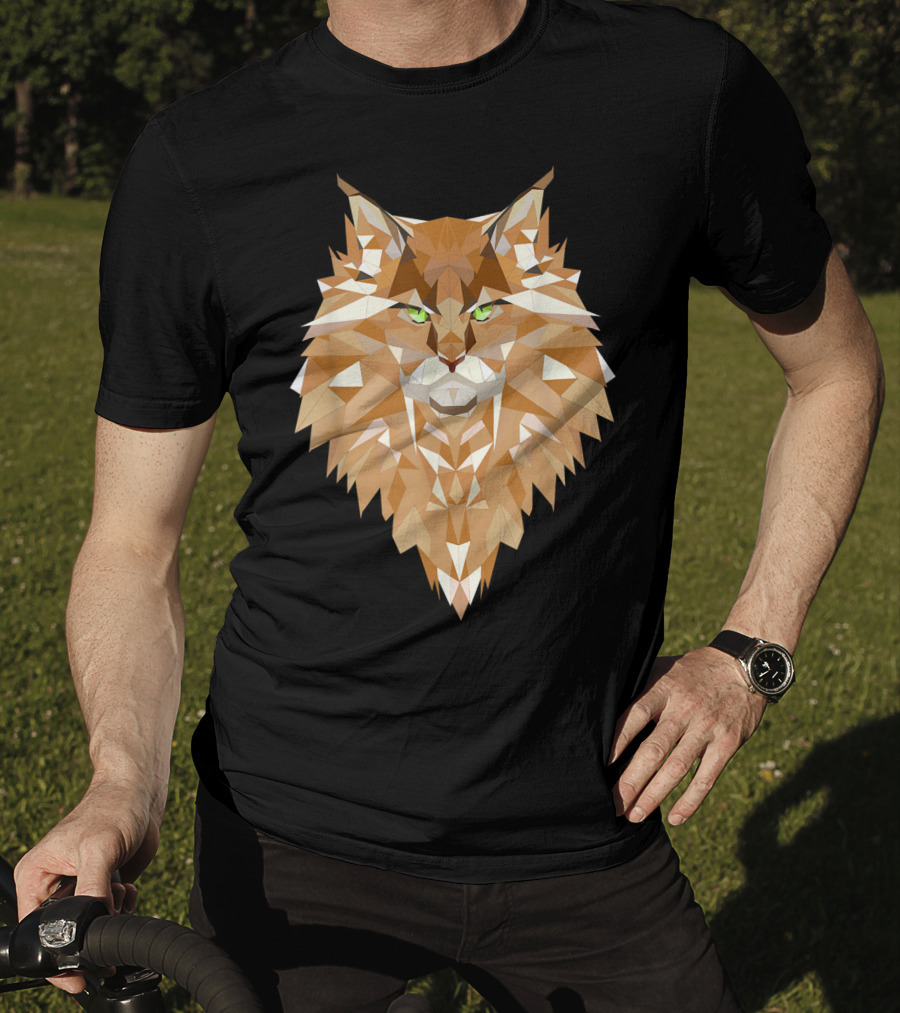 Maine Coon Cat Geometric T-Shirt