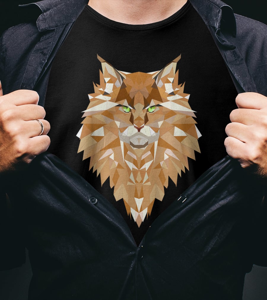 Maine Coon Cat Geometric T-Shirt
