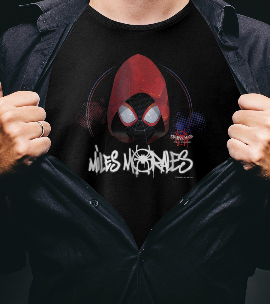Marvel Spider Man Spiderverse Miles Morales Red Hood T-Shirt