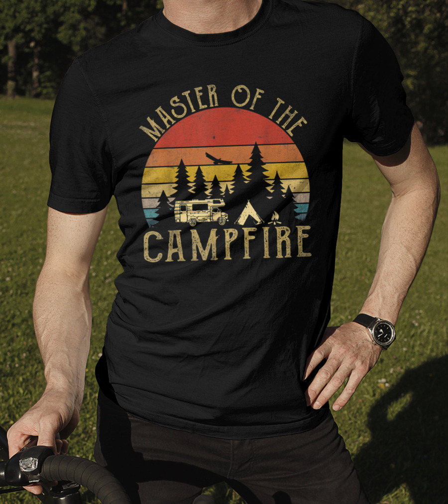 Master Of The Campfire Vintage RV Adventure Camping Scene T-Shirt