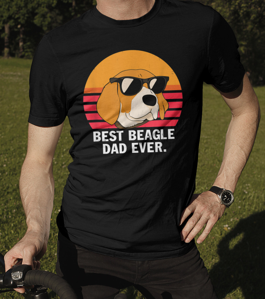 Best Beagle Dad Ever Vintage Style Beagle With Sunglasses T-Shirt