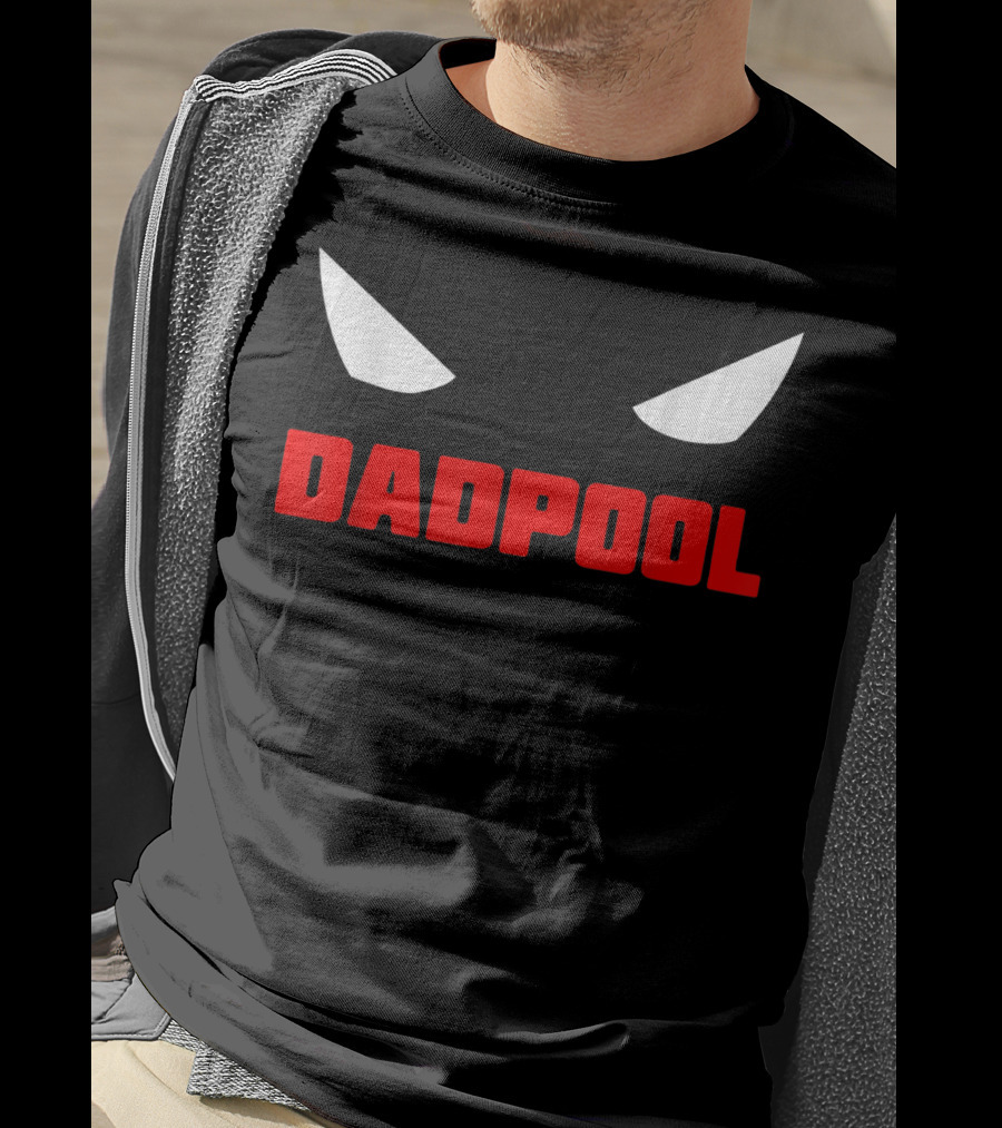 Dadpool Mens Funny Superhero Superdad With Iconic Mask Eyes T-Shirt