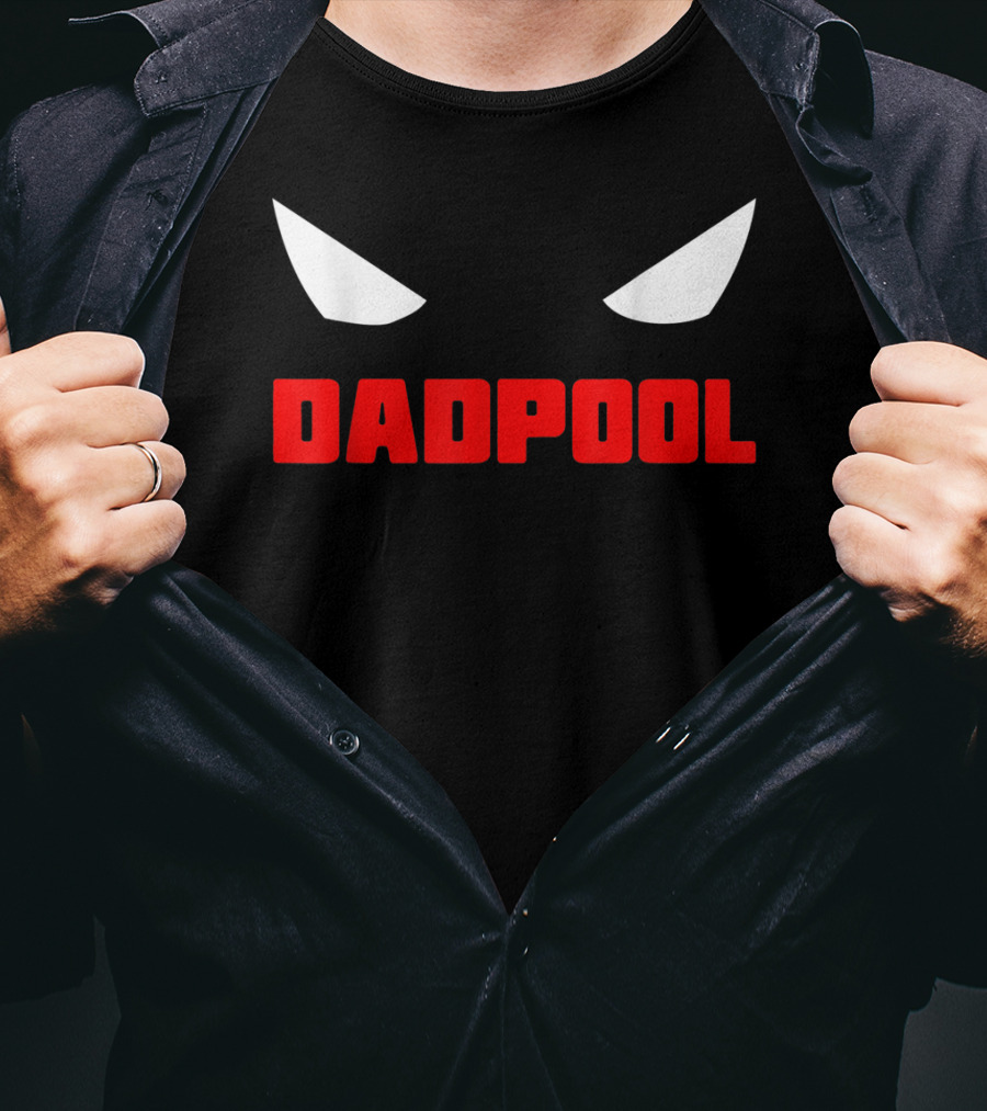 Dadpool Mens Funny Superhero Superdad With Iconic Mask Eyes T-Shirt