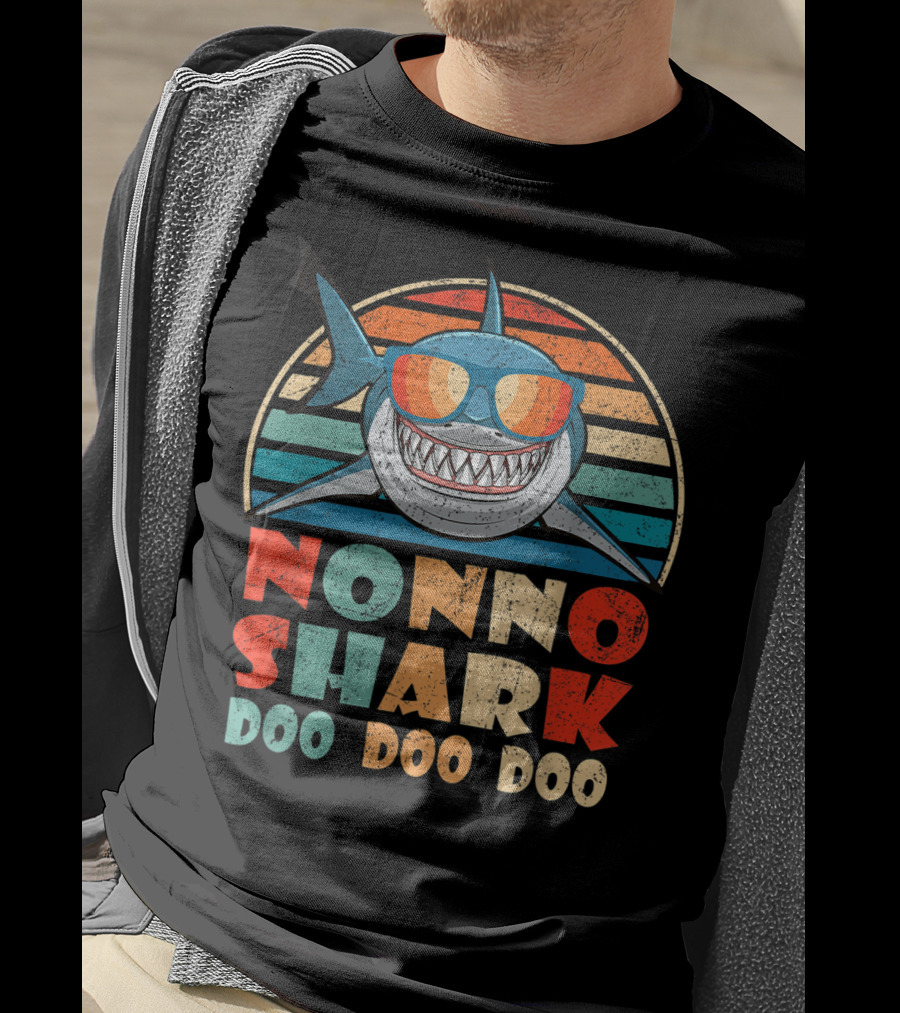 Nonno Shark Doo Doo Doo Retro Sunglasses Vintage Family Birthday T-Shirt