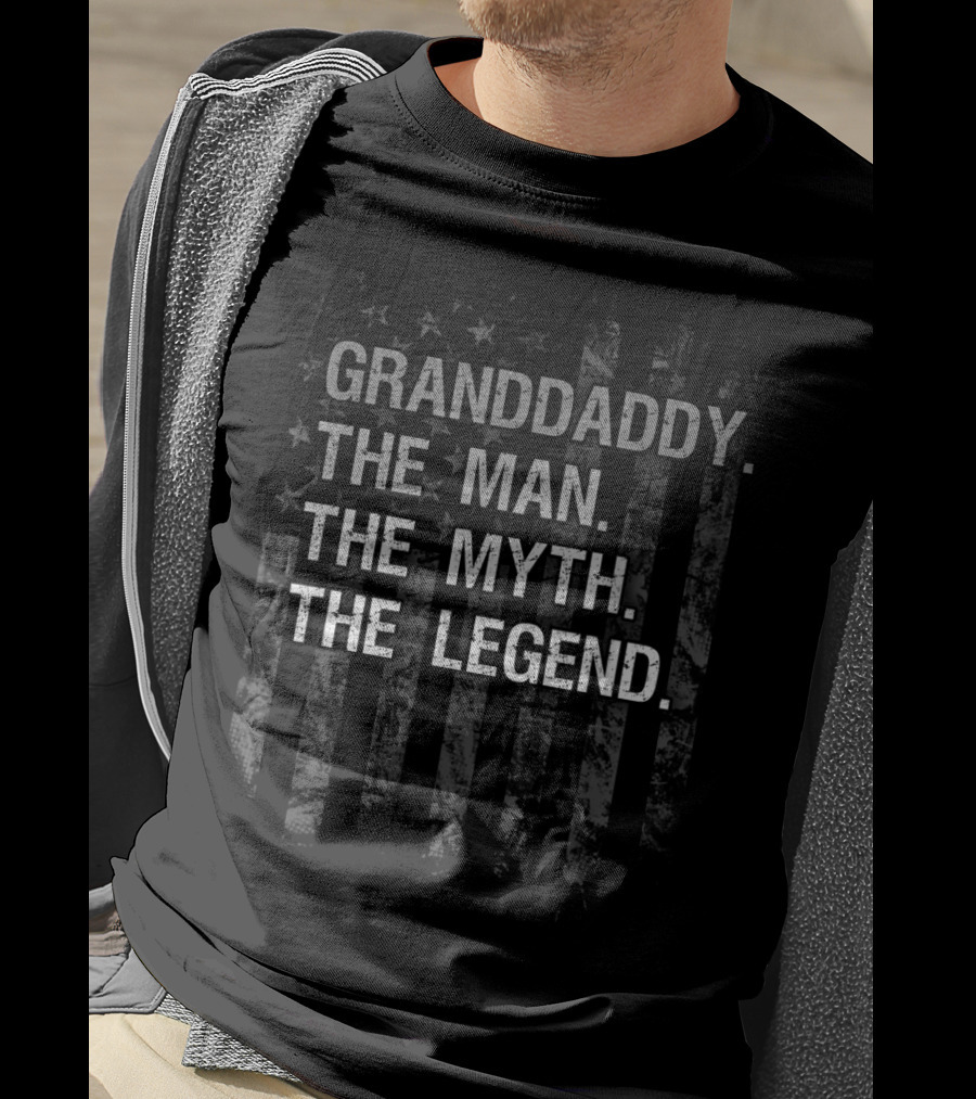 Granddaddy The Man The Myth The Legend American Flag T-Shirt