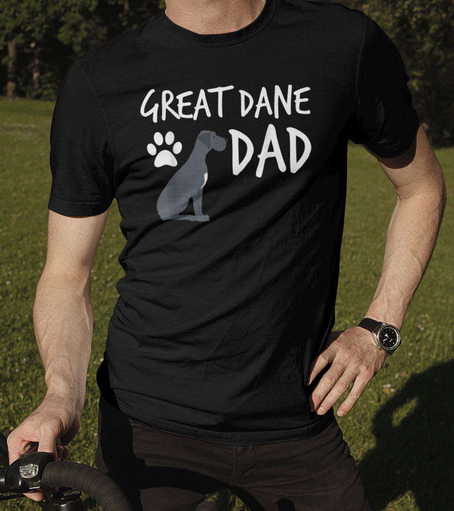 Great Dane Dad Dog Paw Print Puppy Lover T-Shirt