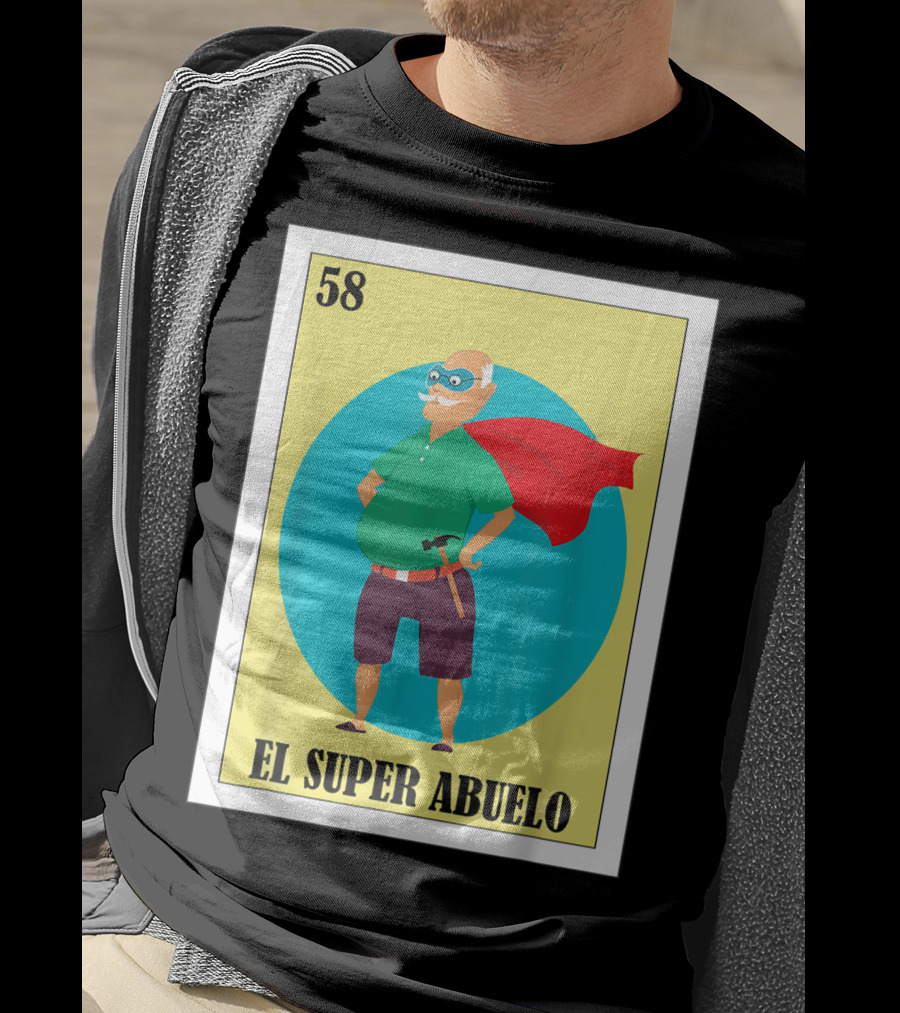 58 Mens Loteria El Super Abuelo Reg Hero Grandpa T-Shirt