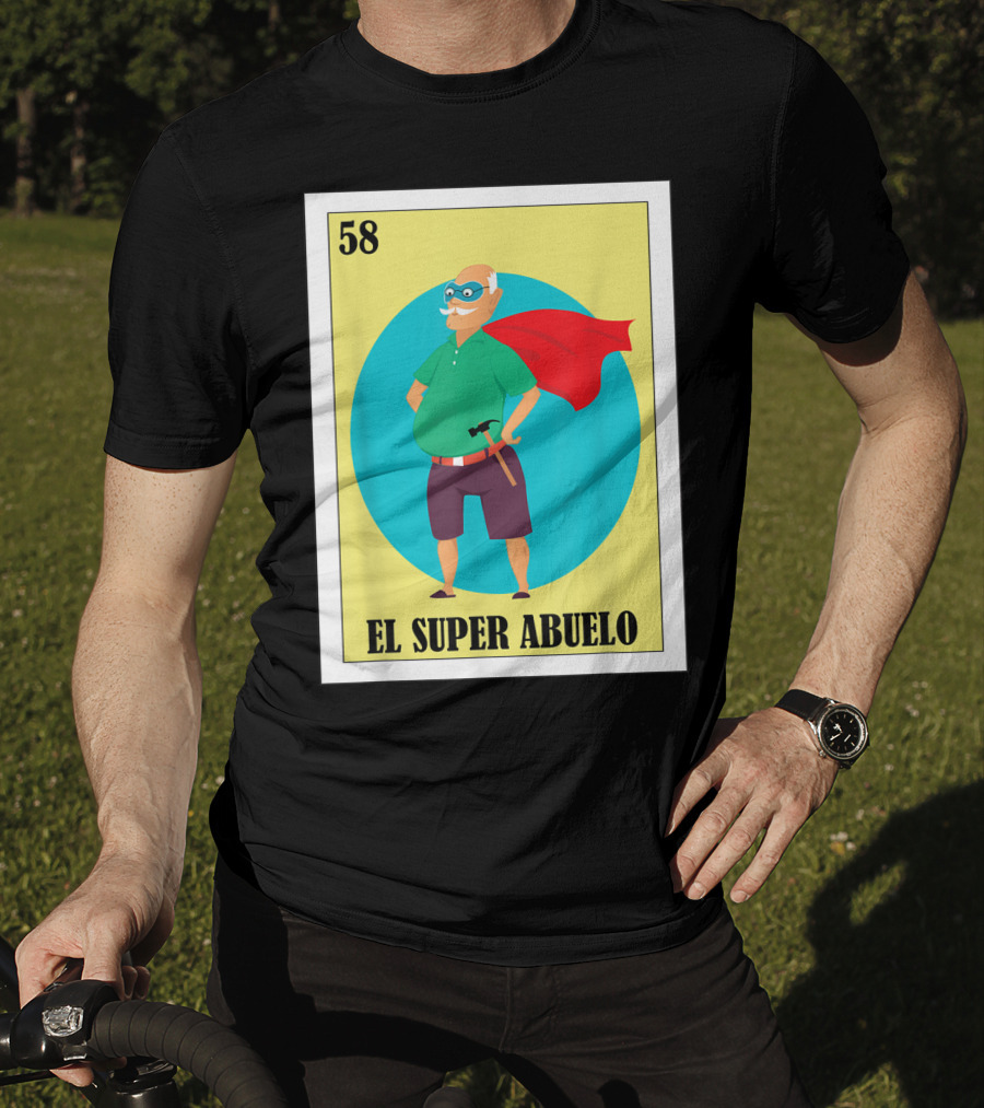 58 Mens Loteria El Super Abuelo Reg Hero Grandpa T-Shirt