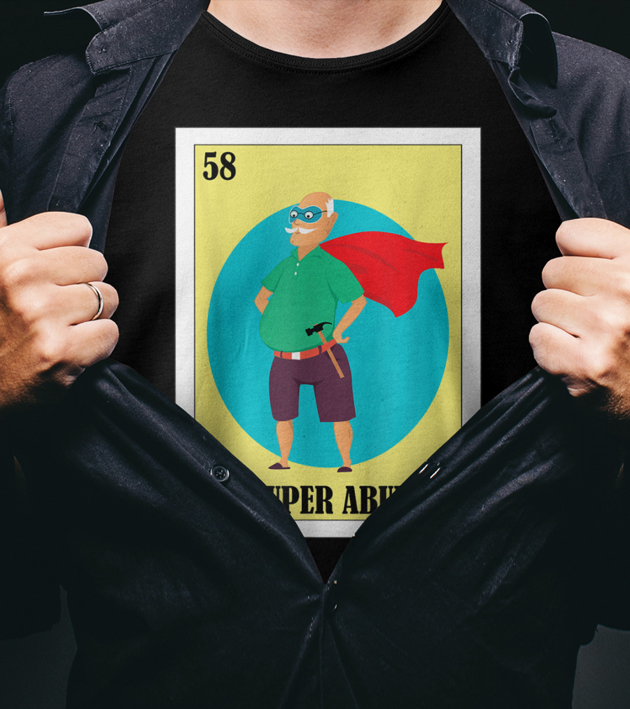 58 Mens Loteria El Super Abuelo Reg Hero Grandpa T-Shirt