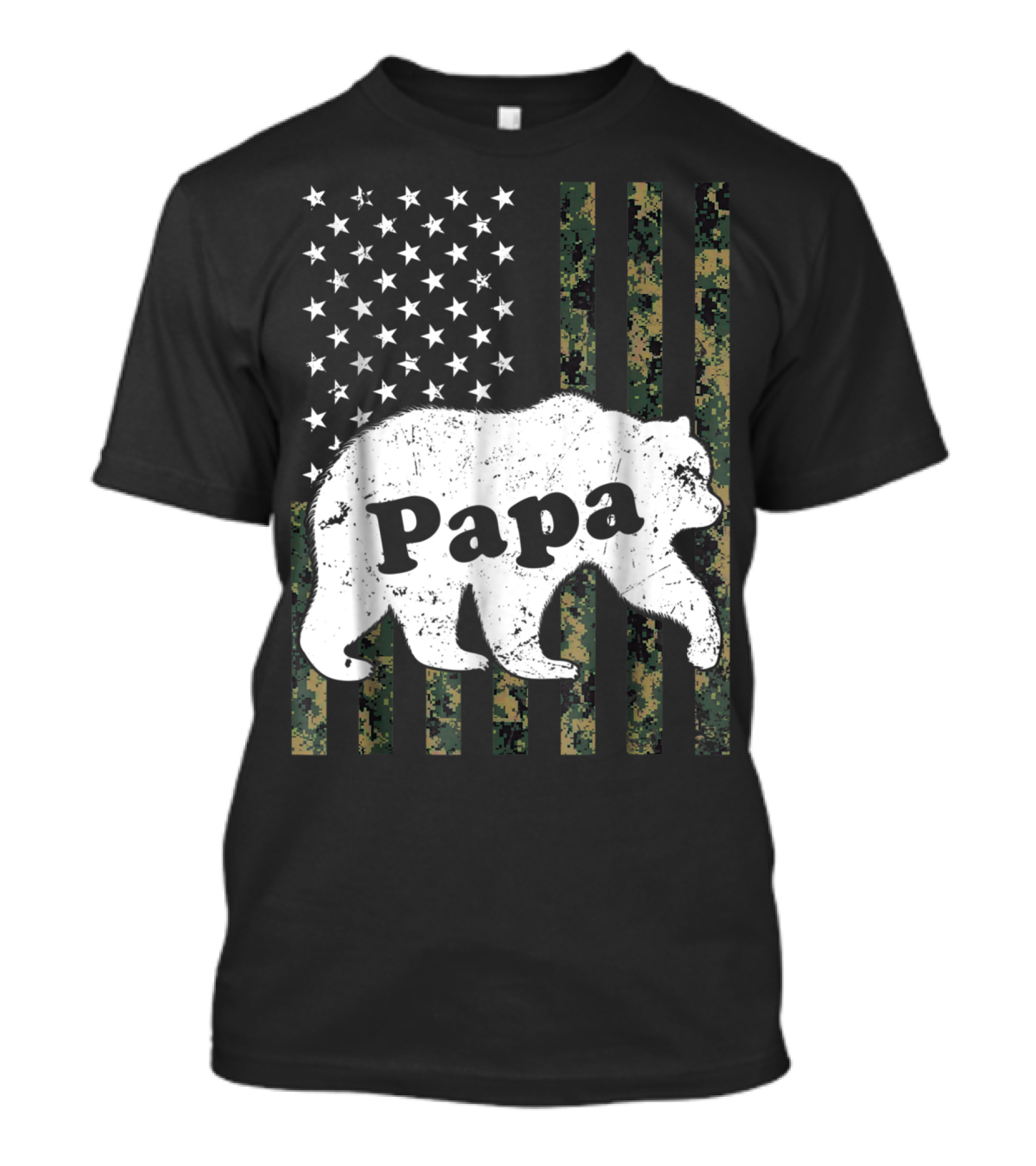 Papa Bear American Flag Camouflage T-Shirt
