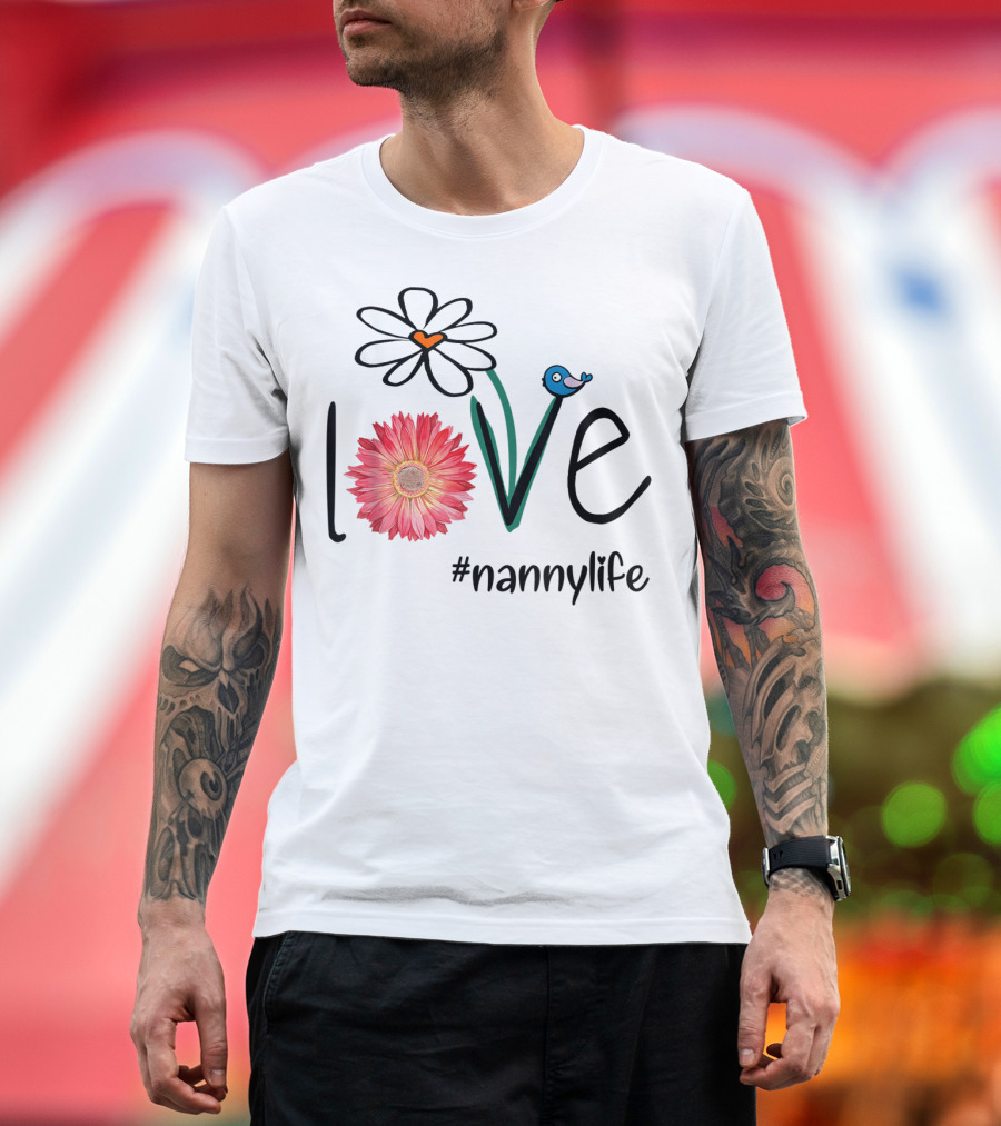 Love Floral Heart Mom Nanny Life #mimilife T-Shirt