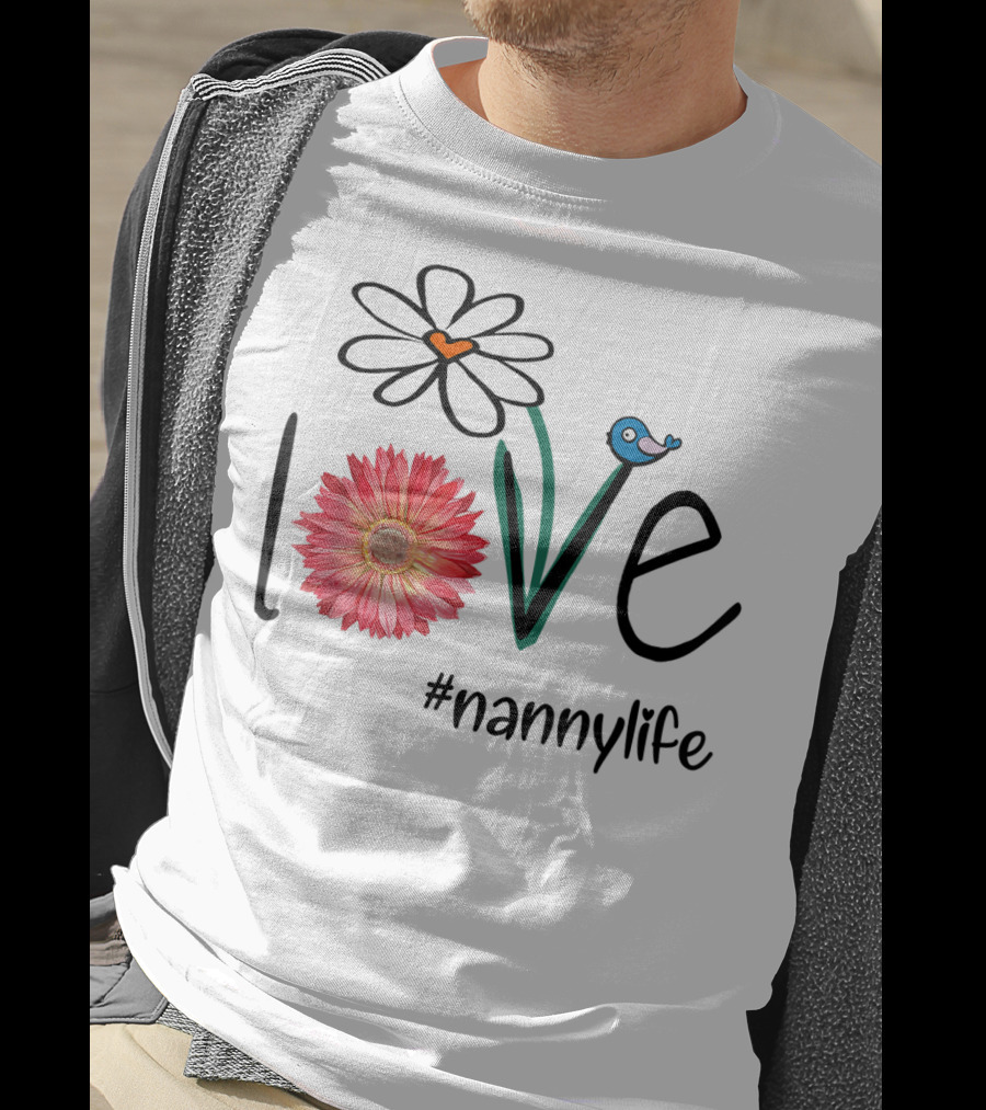 Love Floral Heart Mom Nanny Life #mimilife T-Shirt