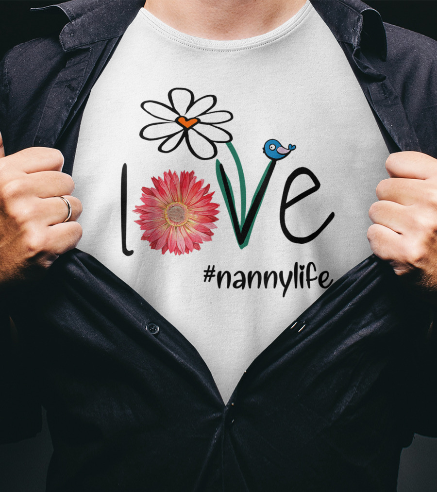 Love Floral Heart Mom Nanny Life #mimilife T-Shirt