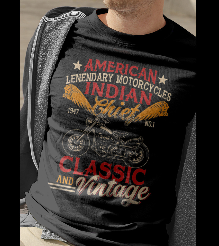 American Legendary Motorcycles Indian Chief 1947 No.1 Classic And Vintage T-Shirt
