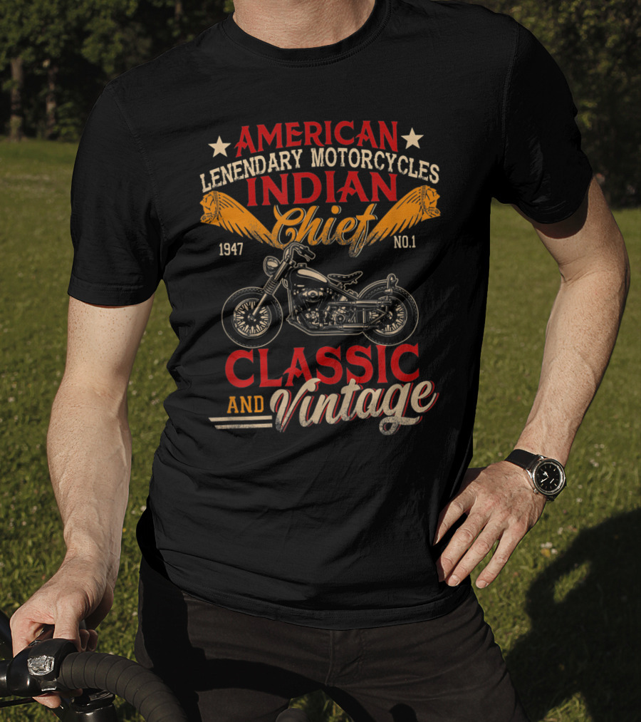 American Legendary Motorcycles Indian Chief 1947 No.1 Classic And Vintage T-Shirt