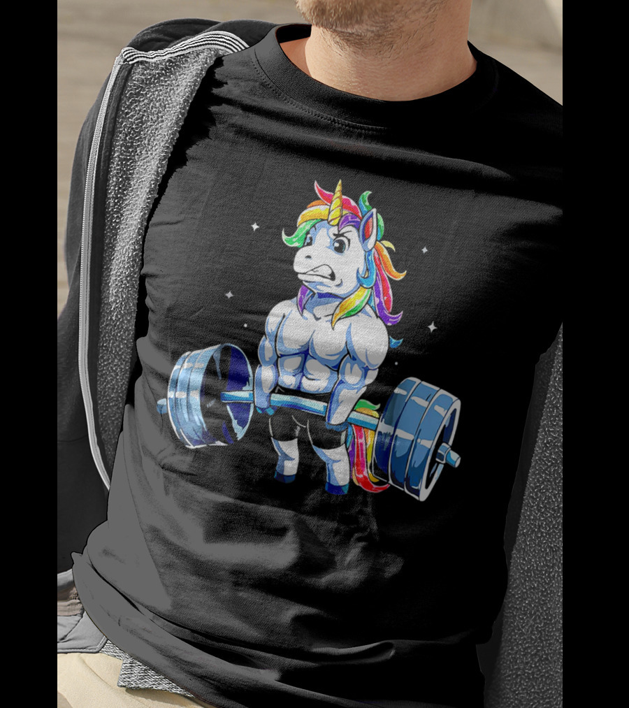 Muscle Unicorn Rainbow Powerlifting T-Shirt