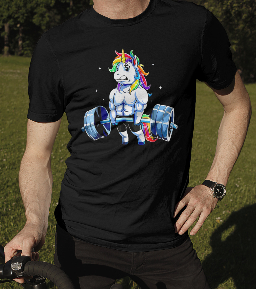 Muscle Unicorn Rainbow Powerlifting T-Shirt
