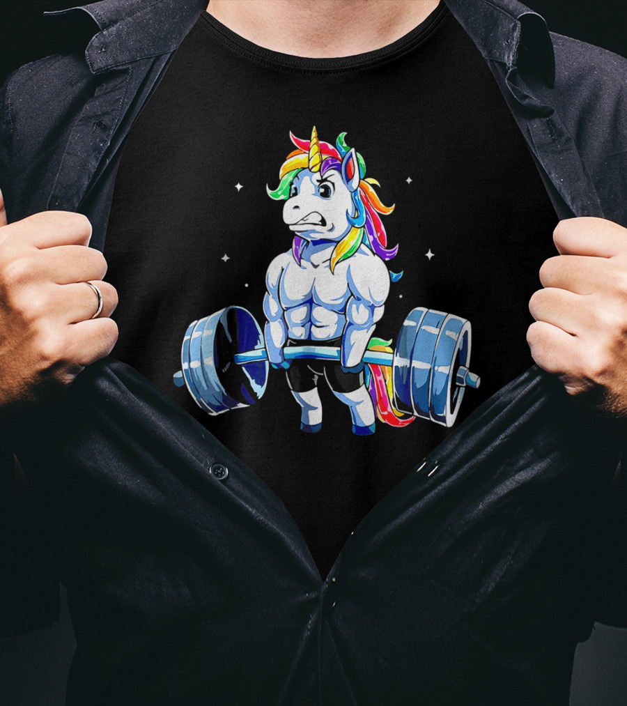 Muscle Unicorn Rainbow Powerlifting T-Shirt
