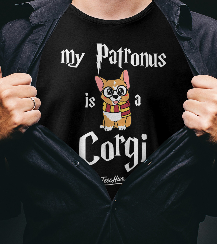 My Patronus Is A Corgi Dog Funny Corgi Love TeesHive T-Shirt