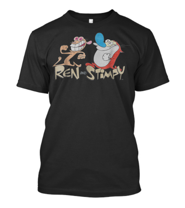 Nickelodeon Ren And Stimpy Cartoon Characters Running T-Shirt