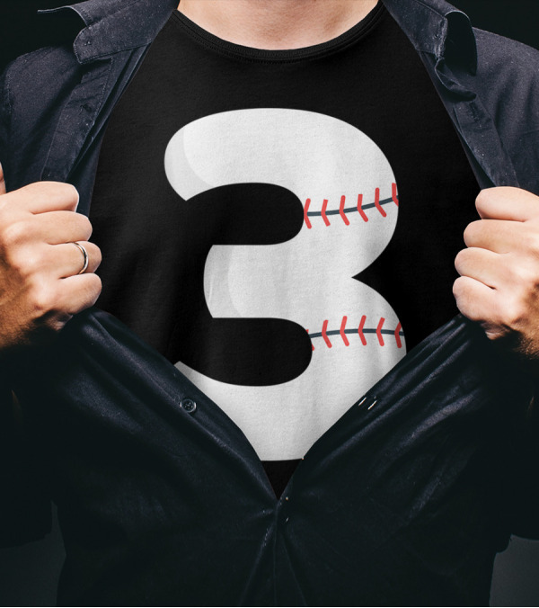 Number 3 Baseball Pitcher Batter Team Concept T-Shirt