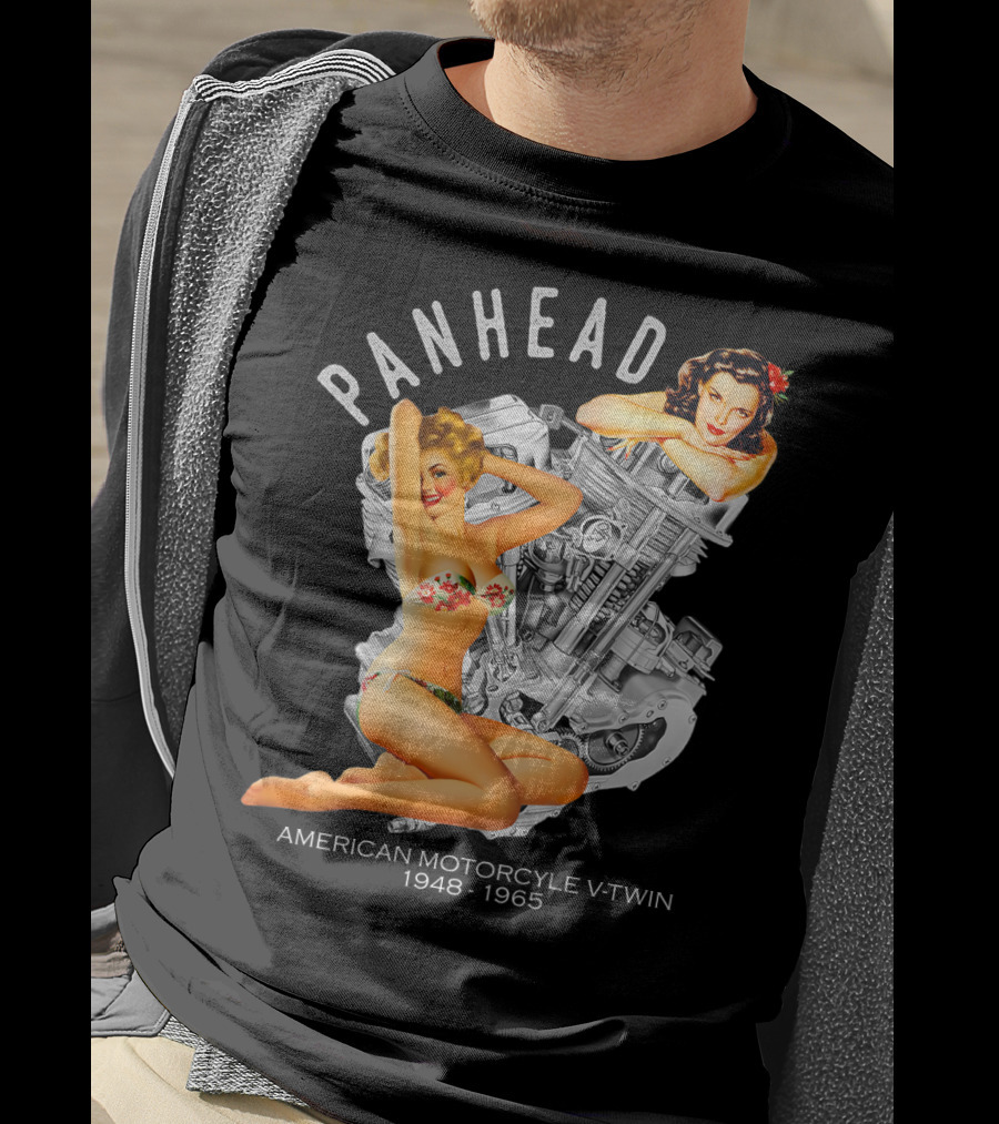Panhead American Motorcycle V-Twin 1948-1965 Pinup T-Shirt