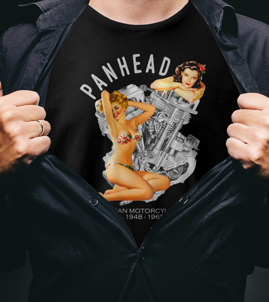 Panhead American Motorcycle V-Twin 1948-1965 Pinup T-Shirt