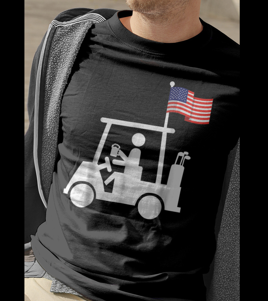 Patriotic USA Golf Cart Strong Beer And Flag T-Shirt