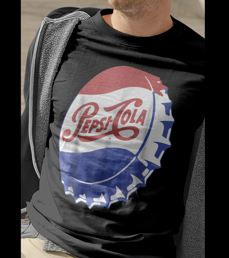 Pepsi Cola Vintage Bottle Cap Logo Soft Drinks Retro Branding T-Shirt