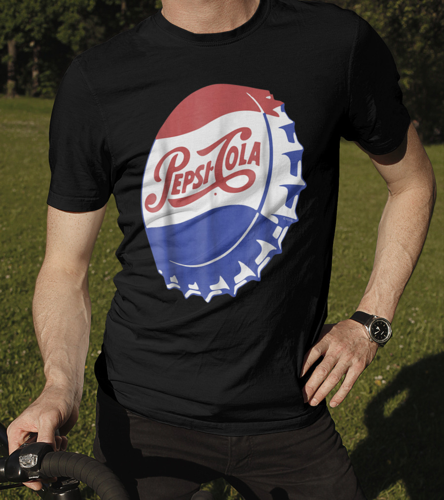 Pepsi Cola Vintage Bottle Cap Logo Soft Drinks Retro Branding T-Shirt