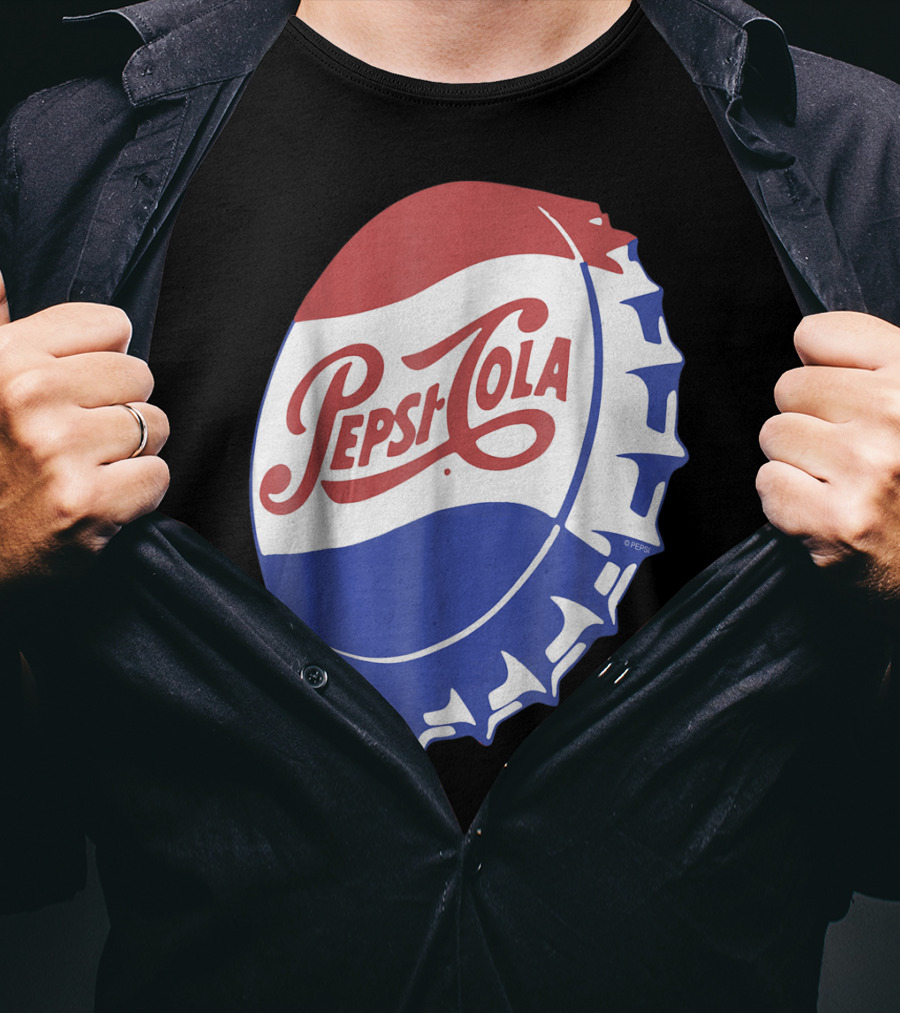 Pepsi Cola Vintage Bottle Cap Logo Soft Drinks Retro Branding T-Shirt